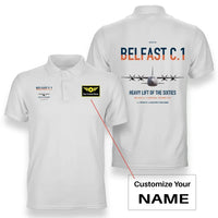 Thumbnail for Short Belfast C.1 design on white+name double-side polo t-shirt, double-side print