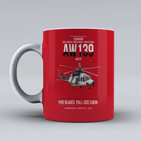Thumbnail for Leonardo AW139 design on red ceramic mug, double-side print