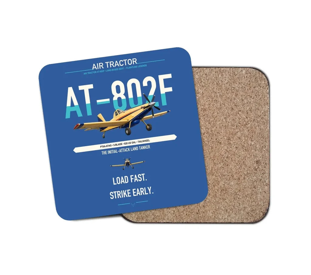 Air Tractor AT-802F design on blue 1 piece coaster
