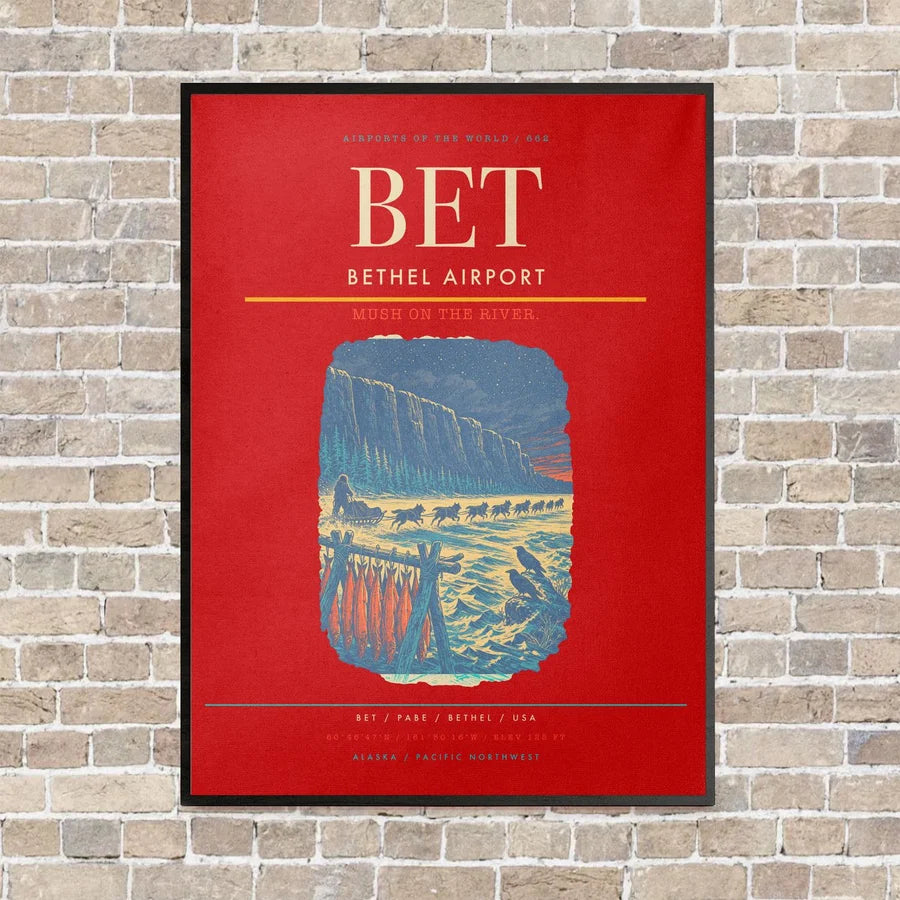 Bethel Airport BET - Canvas Framed - Red