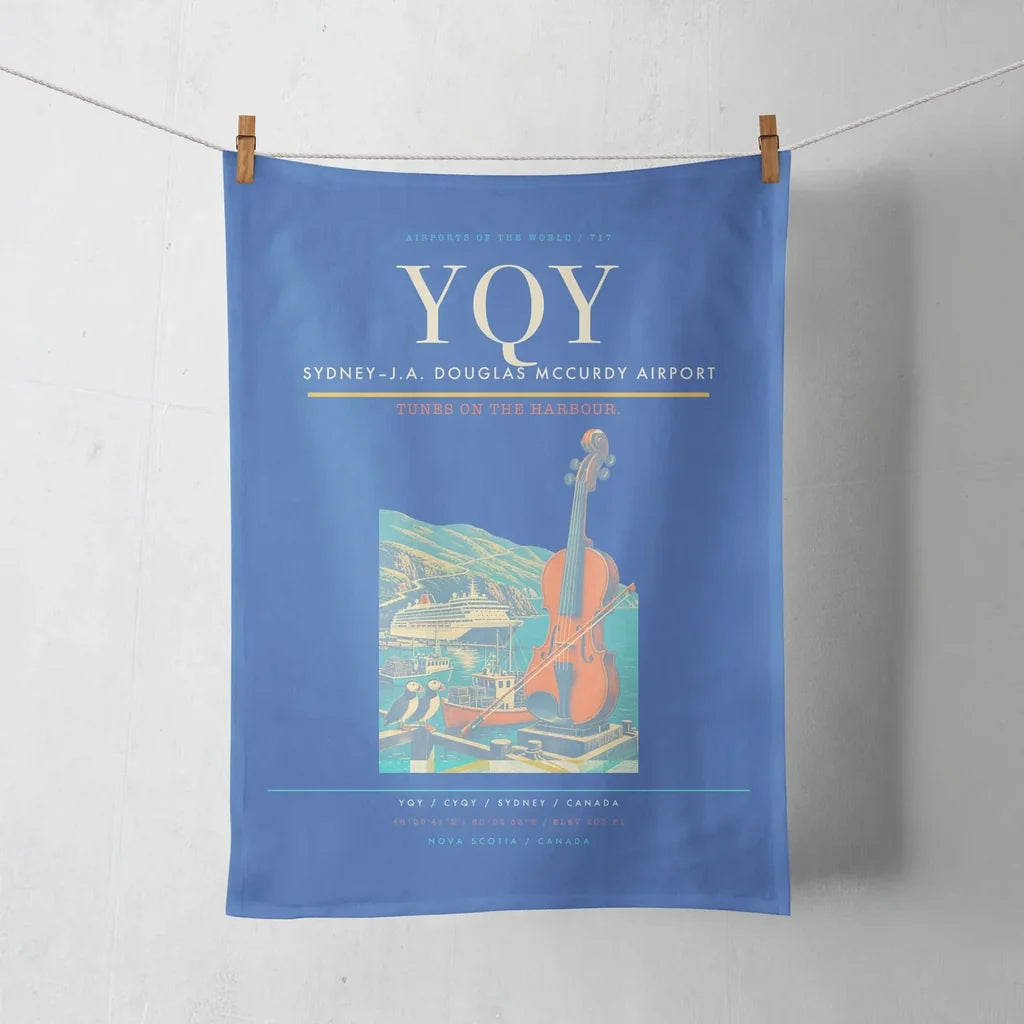 Sydney–J.A. Douglas McCurdy Airport (YQY) design on blue towel