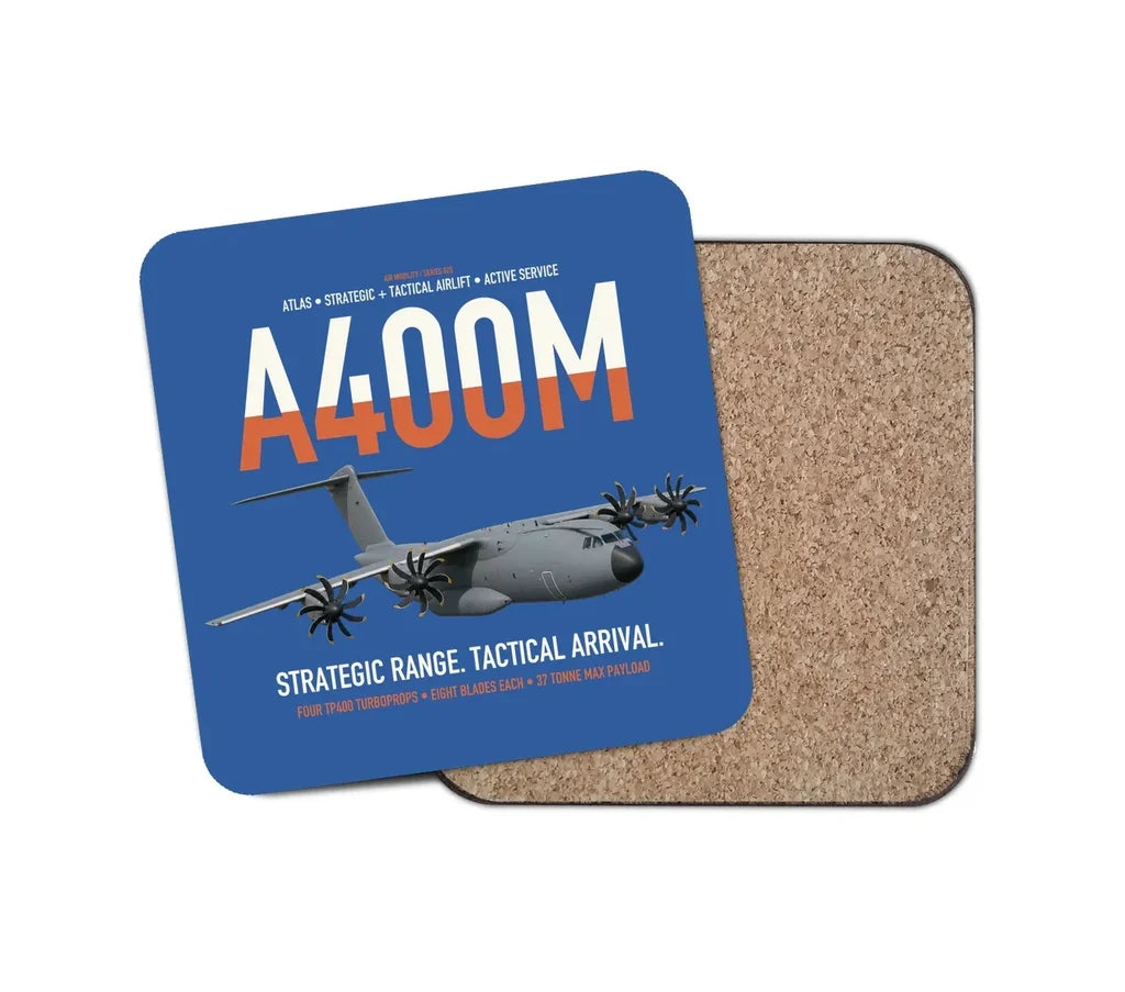 Airbus A400M Atlas design on blue 1 piece coaster
