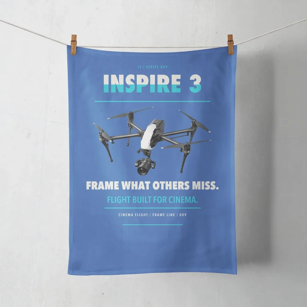 DJI Inspire 3 design on blue towel