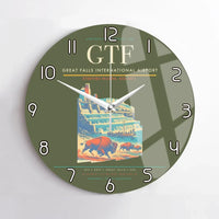 Thumbnail for Great Falls International Airport (GTF) design on green army no frame wall clock