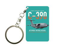 Thumbnail for C-390 Millennium design on turquoise designed key chain, double-side print