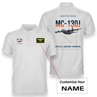 Thumbnail for MC-130J COMMANDO II design on white+name double-side polo t-shirt, double-side print