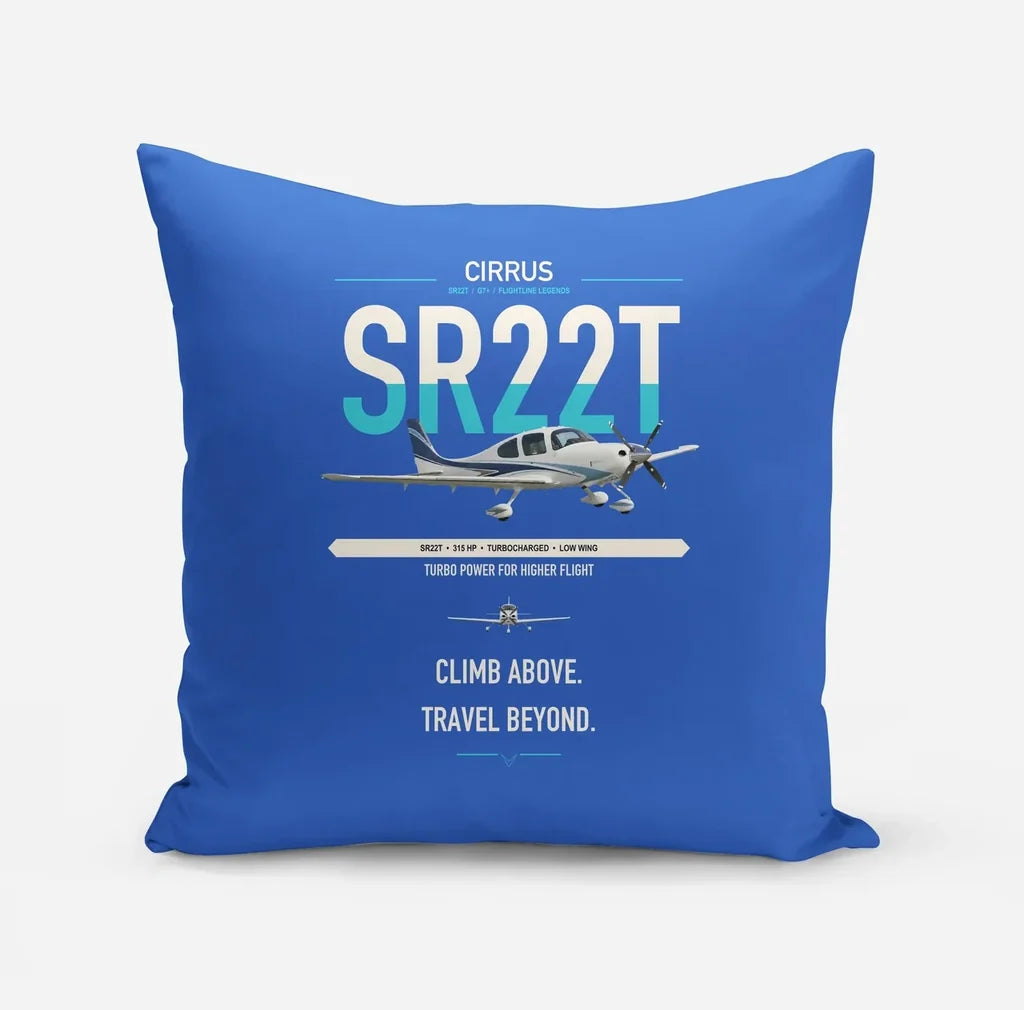 Cirrus SR22T design on blue pillow