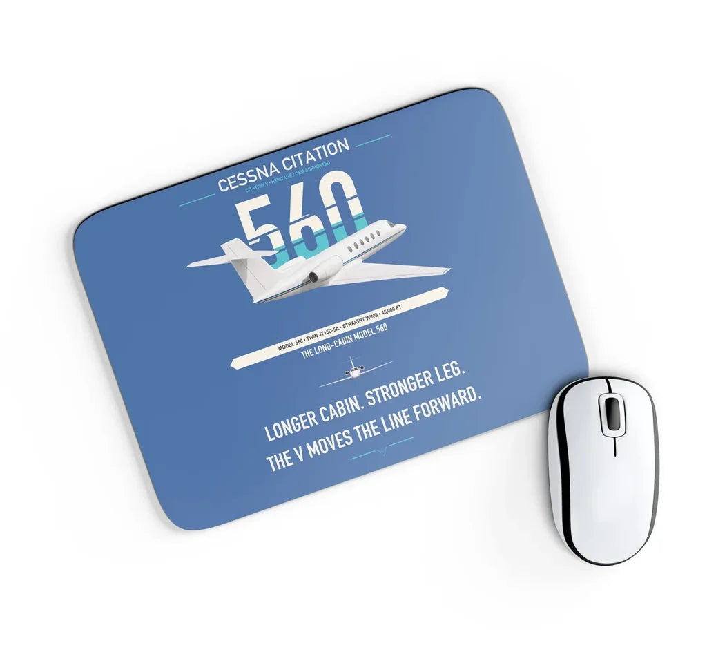Cessna Citation 560 - Citation V design on blue rectangle mouse pad