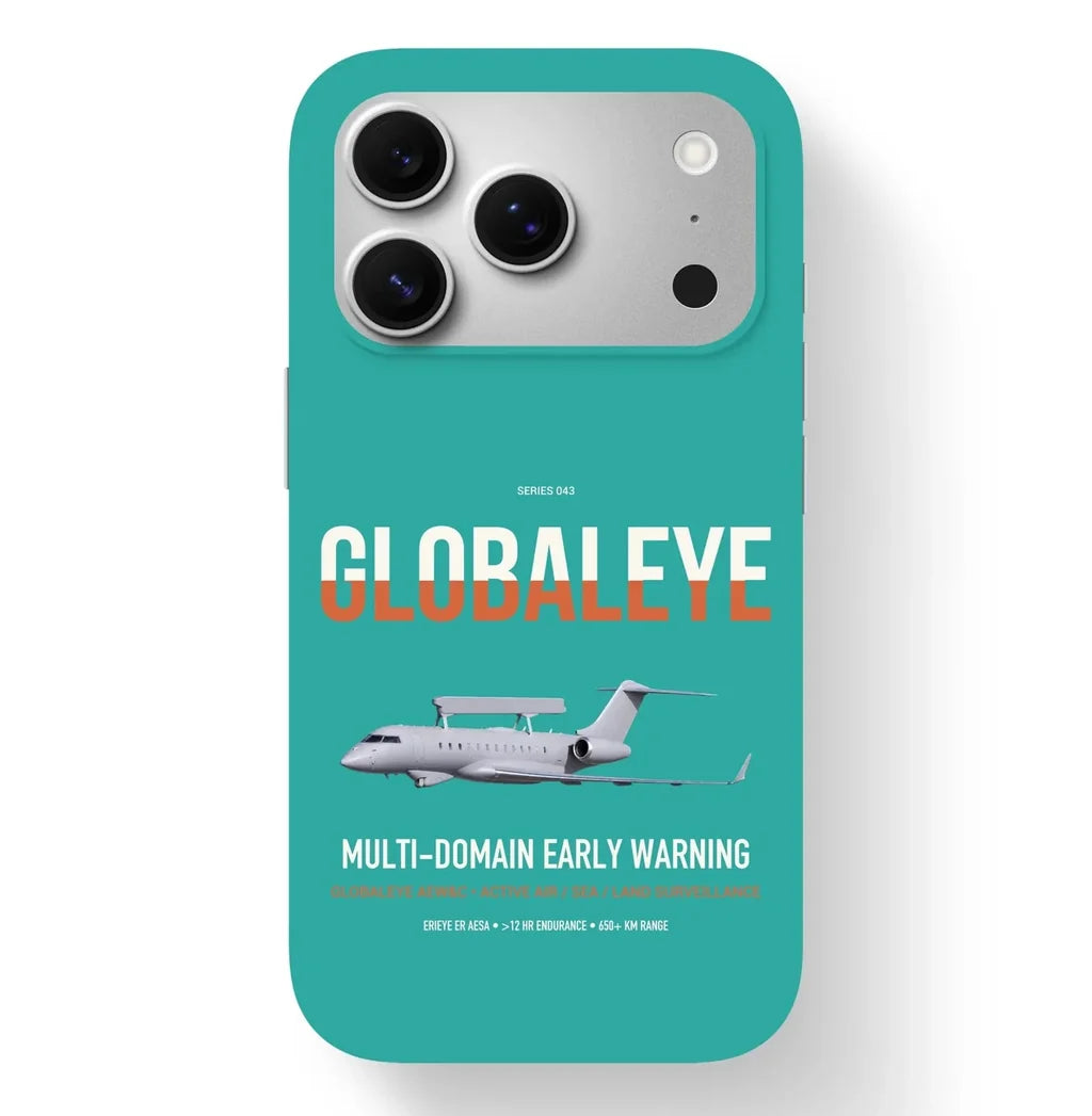 Saab GlobalEye design on turquoise magsafe iphone case, for iPhone 17 Pro