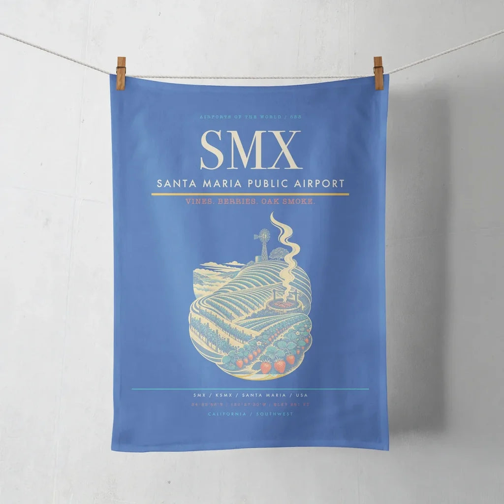 Santa Maria Public Airport (SMX) design on blue towel
