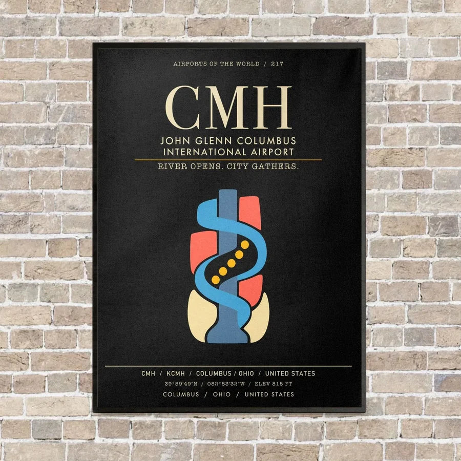 John Glenn Columbus International Airport CMH - Canvas Framed - Black