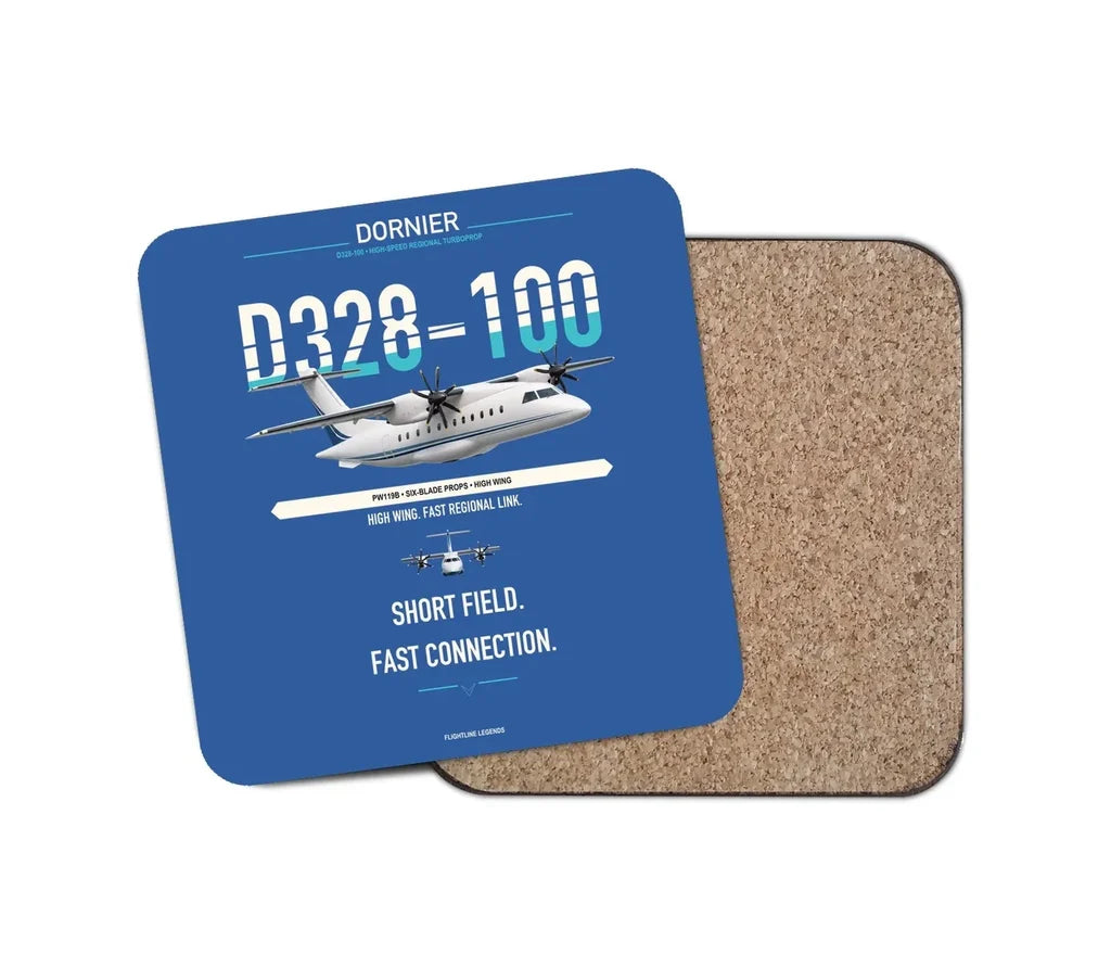 Dornier D328-100 design on blue 1 piece coaster