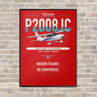 Thumbnail for Tecnam P2008JC NG vertical canvas print - framed - red background