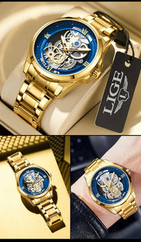 Thumbnail for Stylish watch with Night Light Skeleton Quartz Wristwatch on the dial — view 17