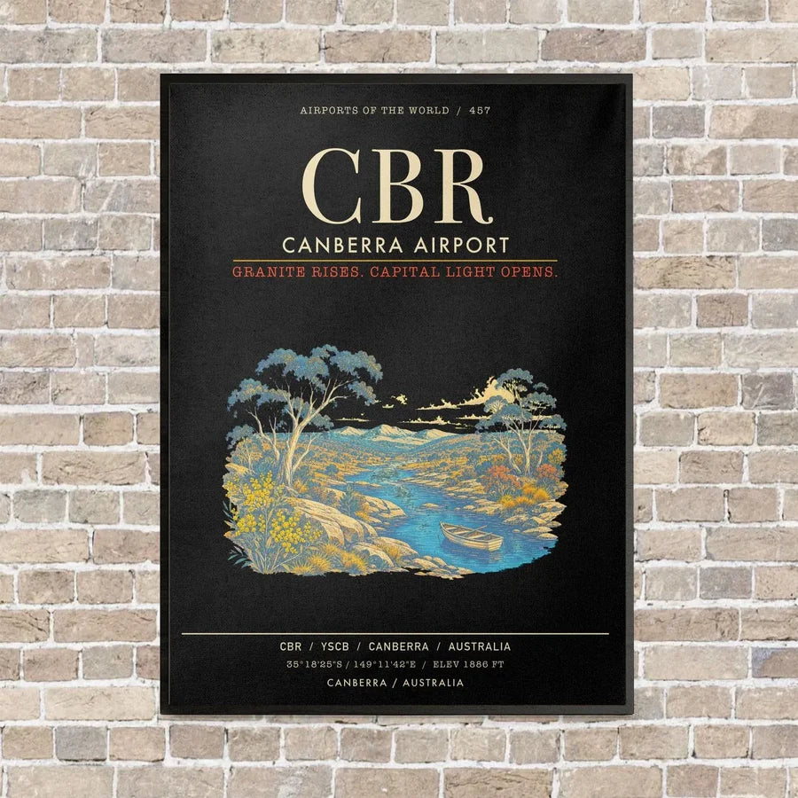 Canberra Airport CBR - Canvas Framed - Black