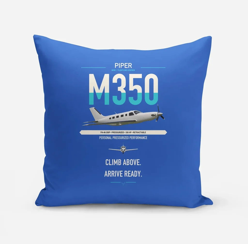 Piper M350 design on blue pillow