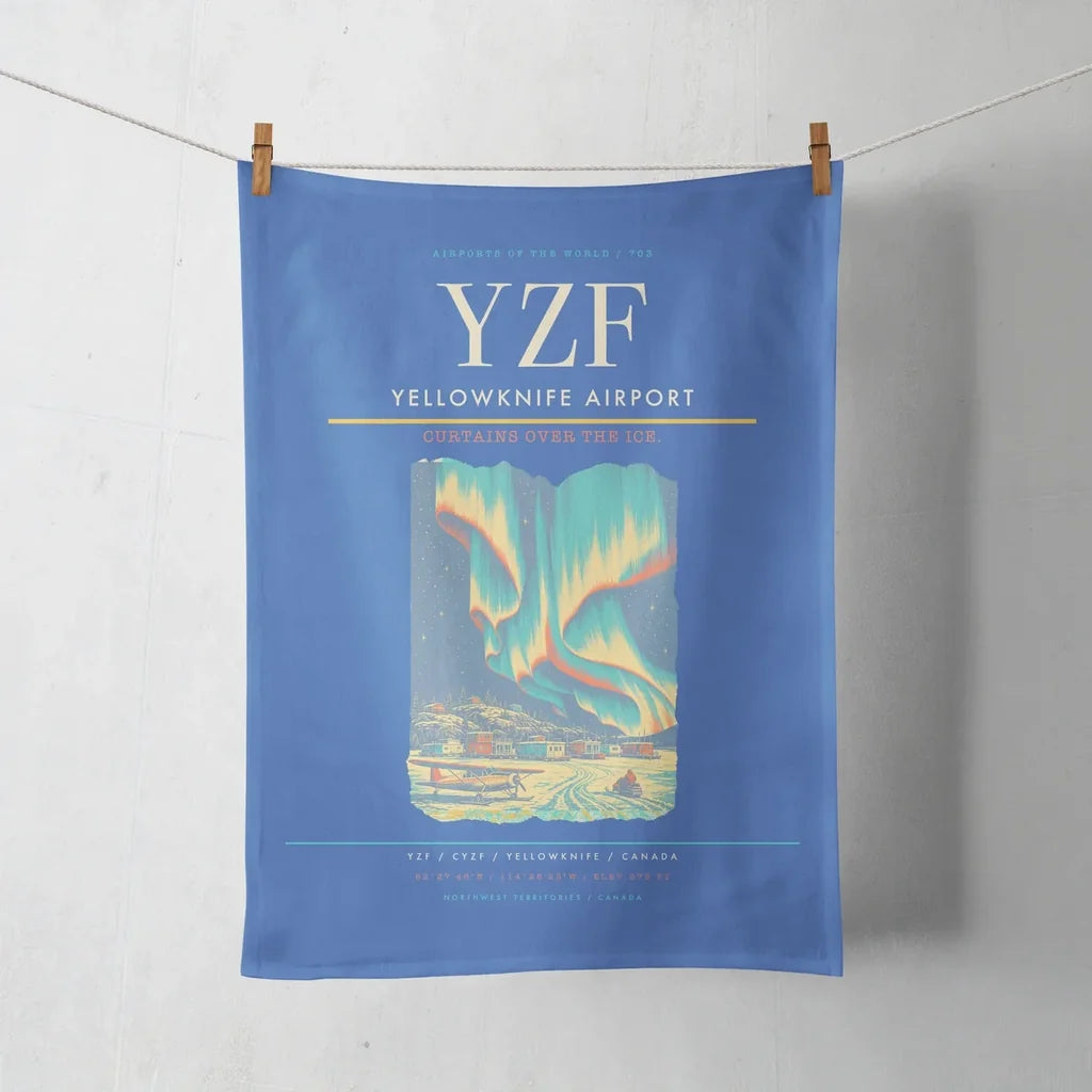Yellowknife Airport (YZF) design on blue towel