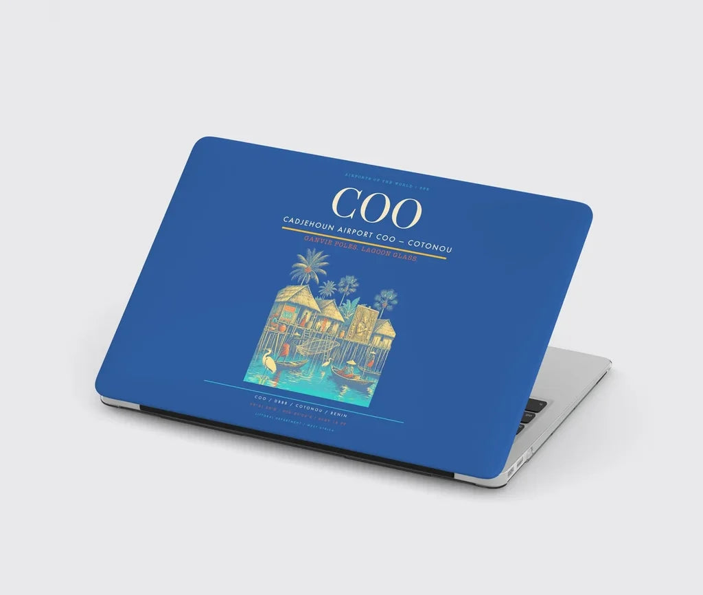 Cadjehoun Airport (COO) design on blue MacBook case