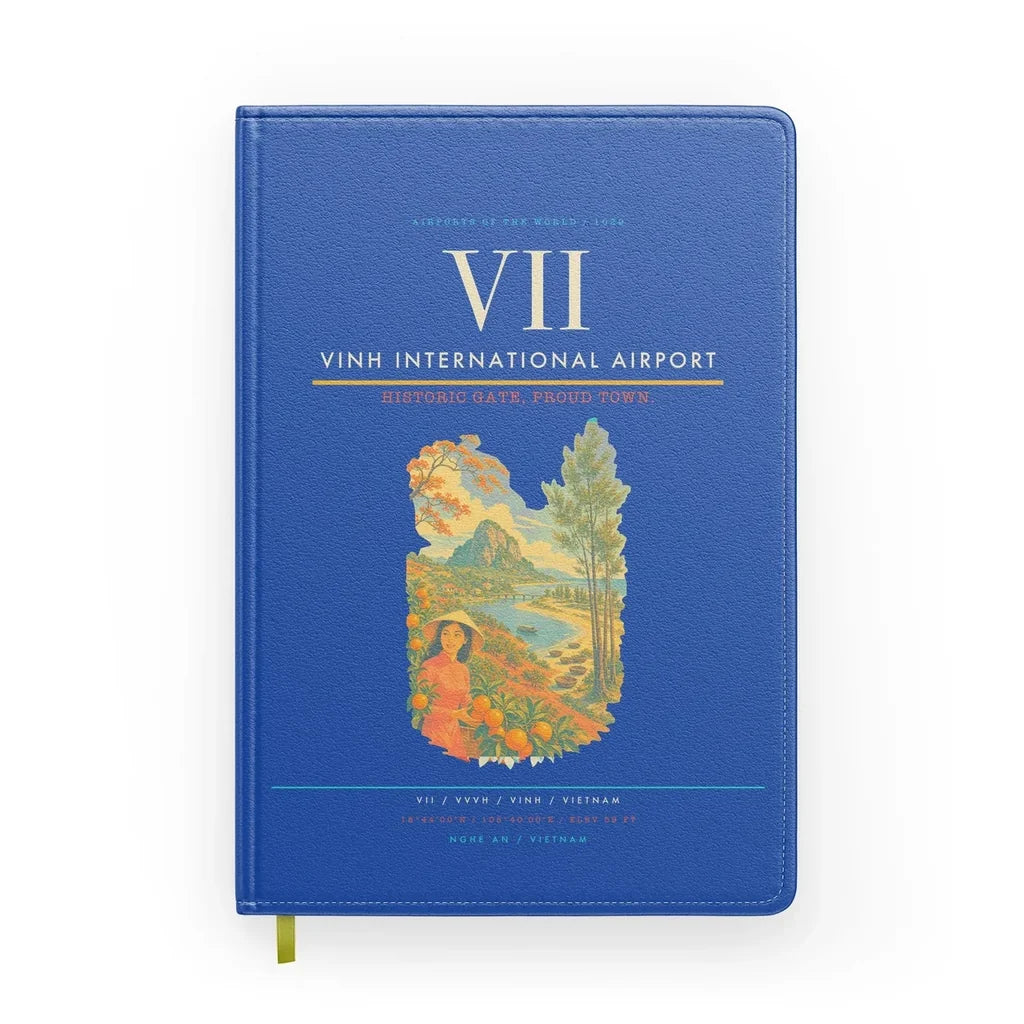 Vinh International Airport (VII) design on blue notebook