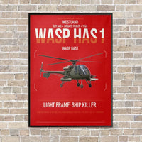 Thumbnail for Westland Wasp HAS1 vertical canvas print - framed - red background