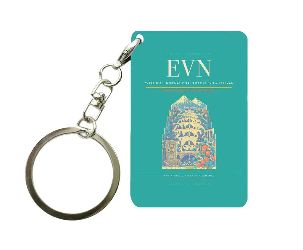 Zvartnots International Airport EVN — Yerevan Key Chain design on turquoise key chain