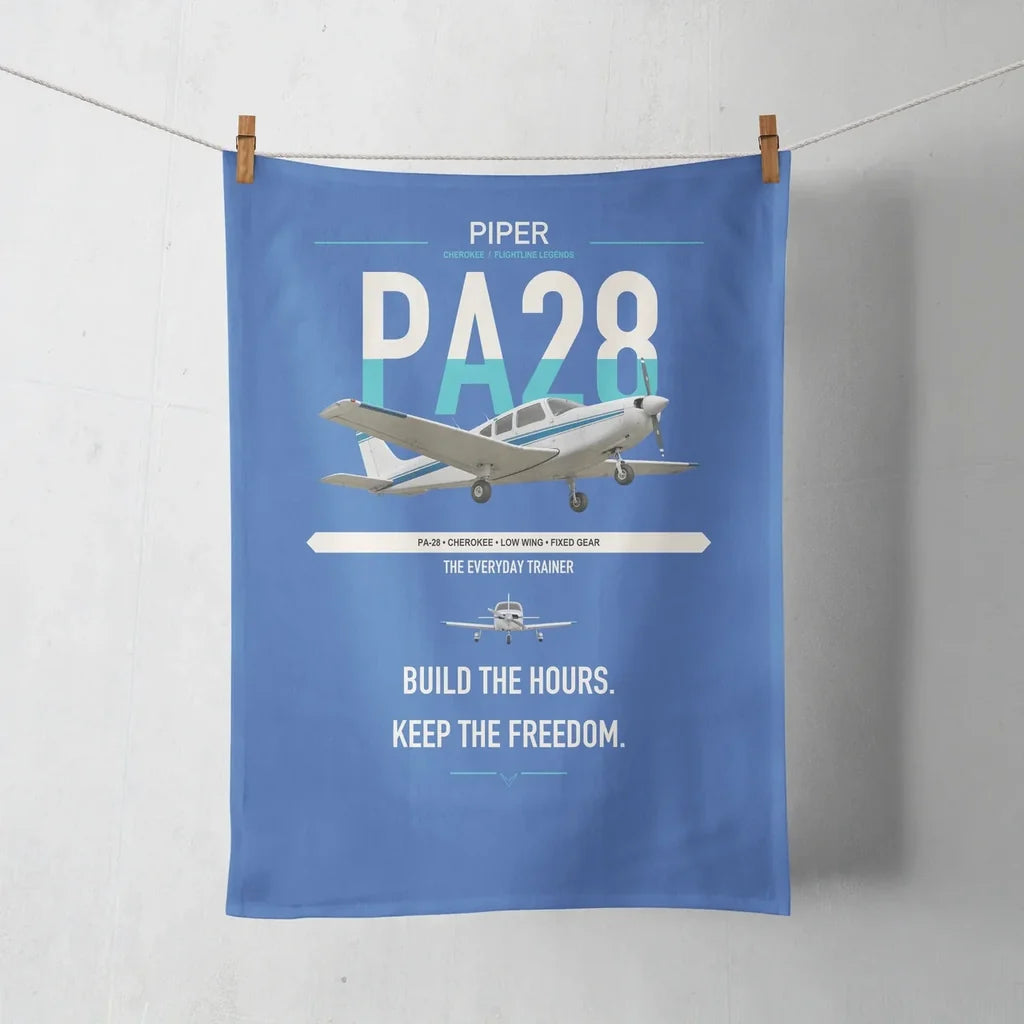 Piper PA-28 Cherokee design on blue towel