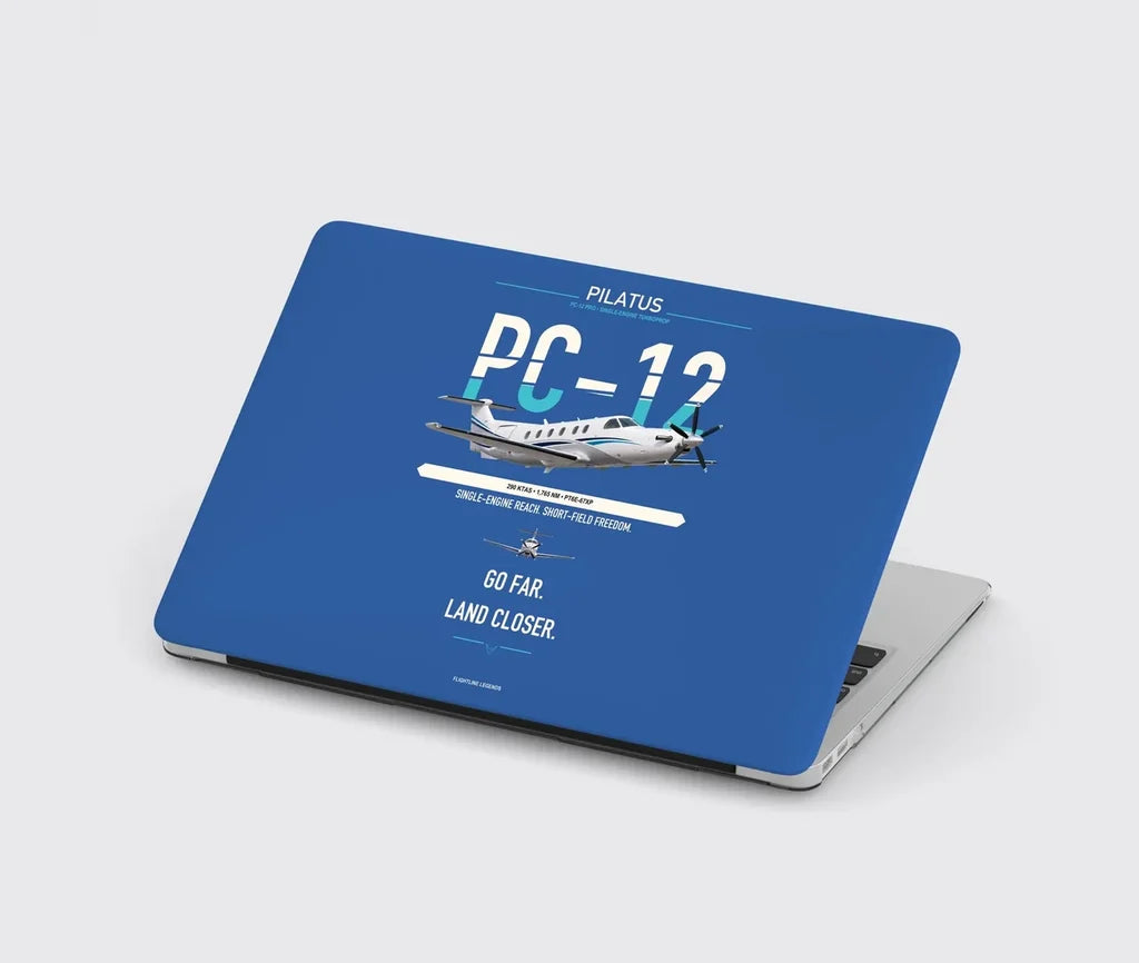 Pilatus PC-12 PRO design on blue MacBook case