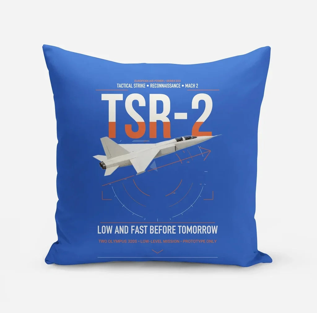 BAC TSR-2 design on blue pillow