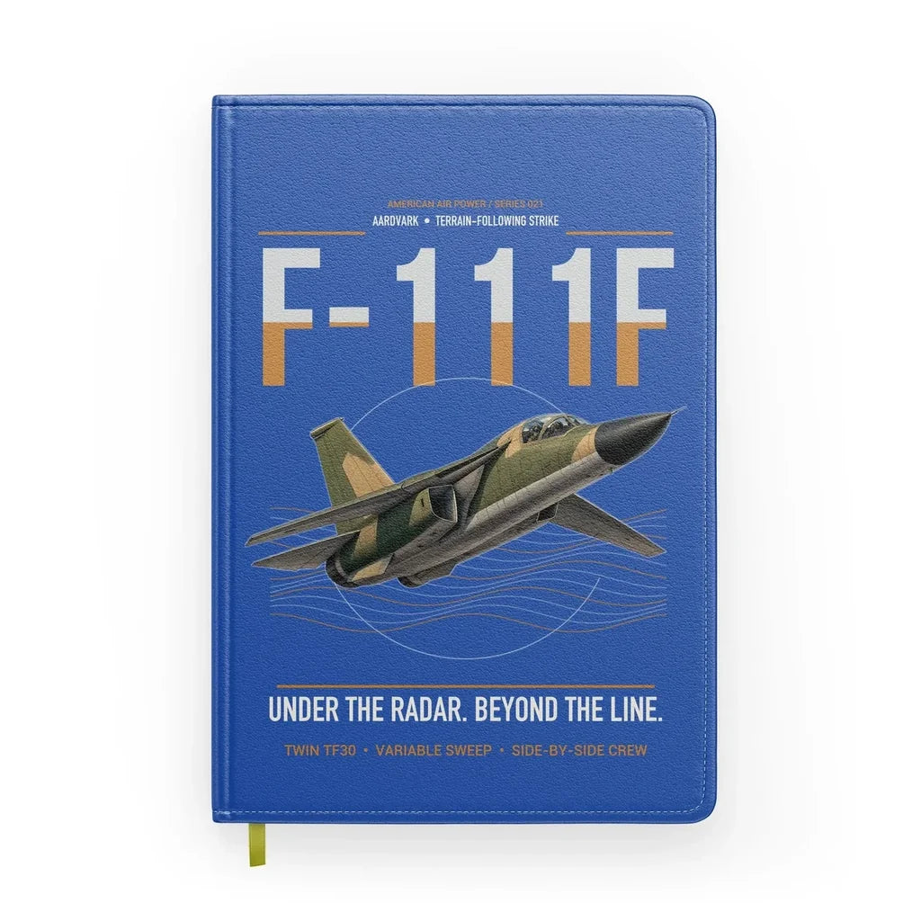 F-111F Aardvark design on blue notebook