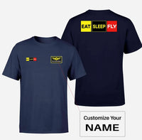 Thumbnail for Eat Sleep Fly (Colourful) Designed Double-Side T-Shirts - view 15