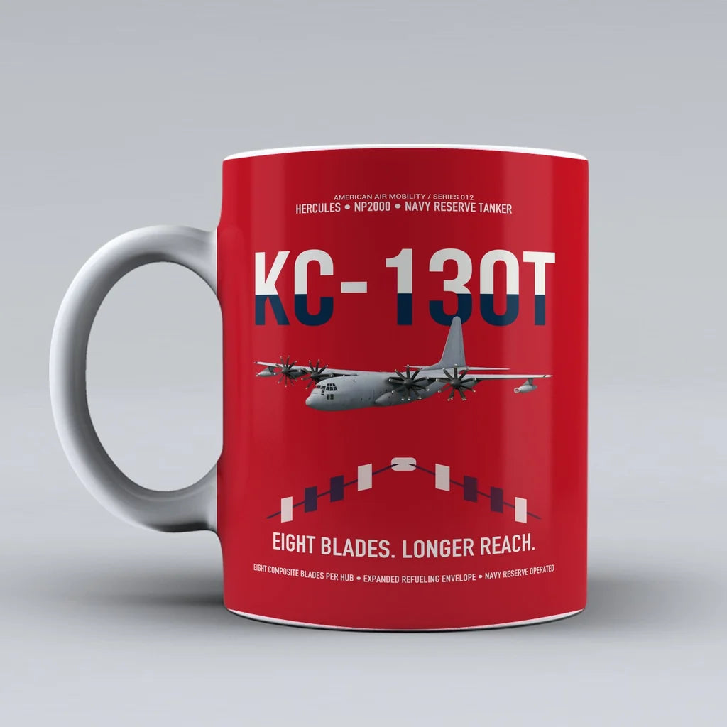 KC-130T NP2000 design on red ceramic mug, double-side print