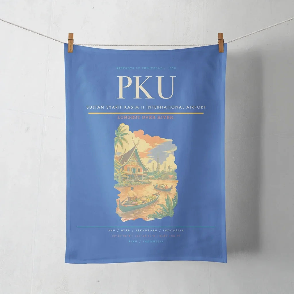 Sultan Syarif Kasim II International Airport (PKU) design on blue towel