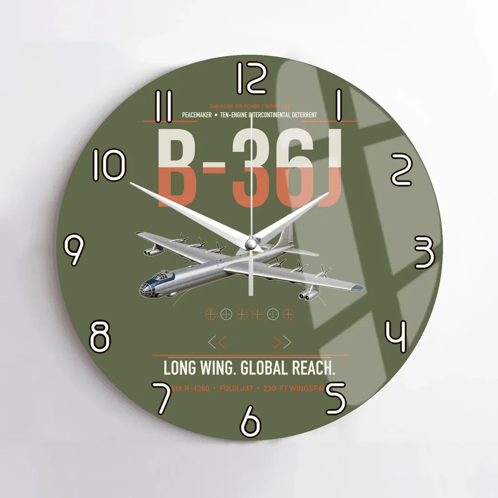 B-36J Peacemaker design on green army no frame wall clock