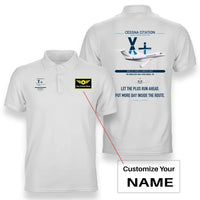 Thumbnail for Cessna Citation X+ design on white+name double-side polo t-shirt, double-side print