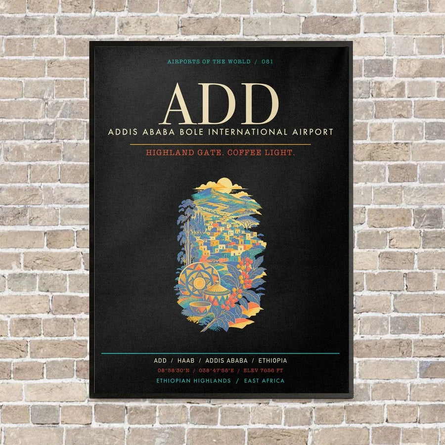 Addis Ababa Bole International Airport ADD - Canvas Framed - Black