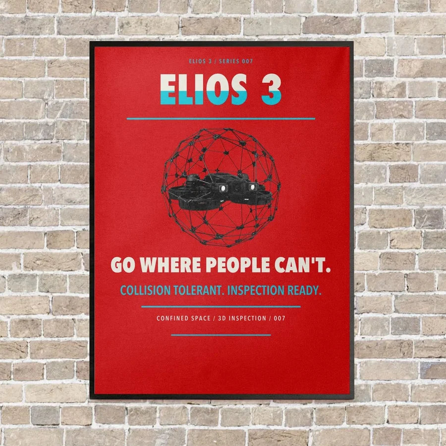Flyability Elios 3 vertical canvas print - framed - red background