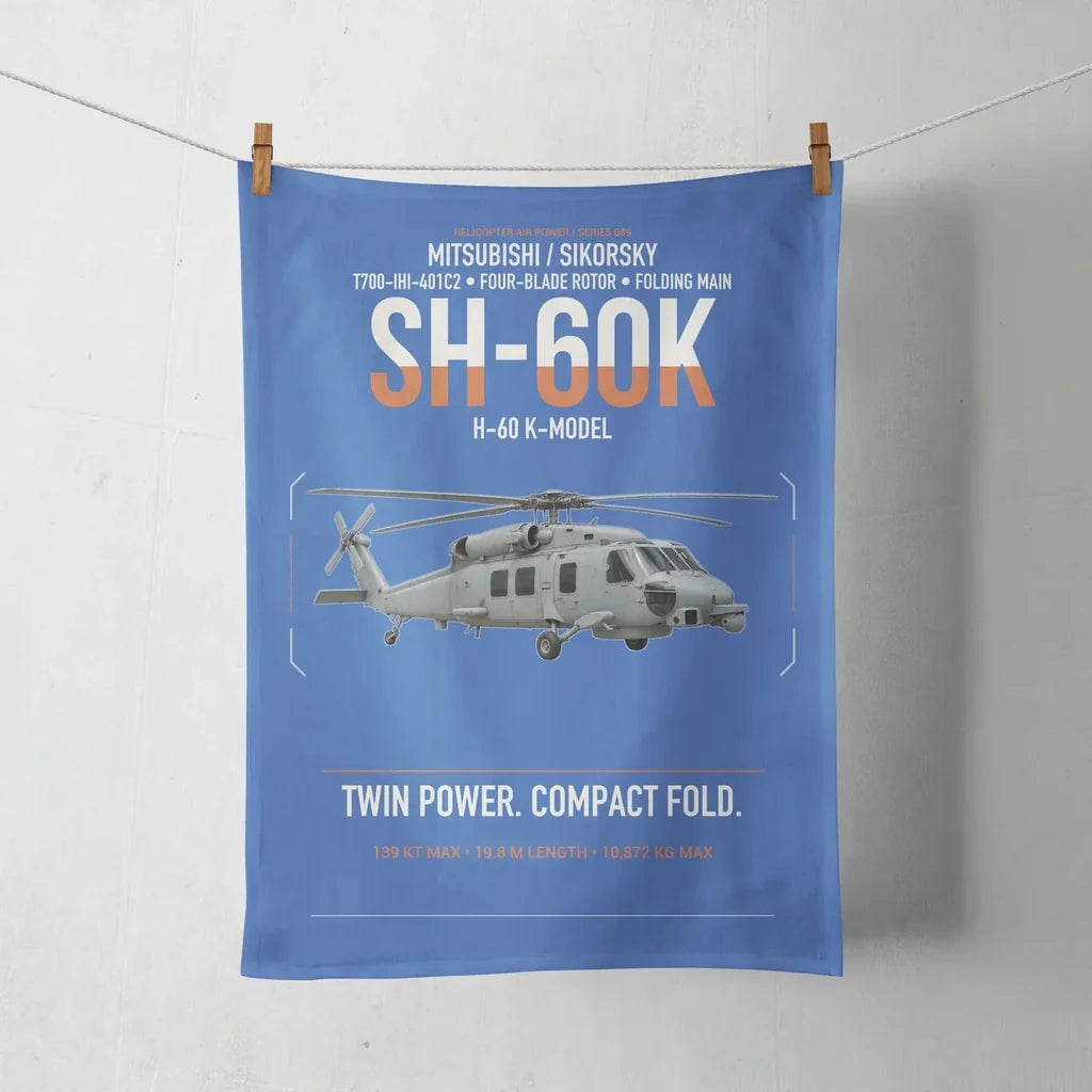 Mitsubishi Sikorsky SH-60K design on blue towel