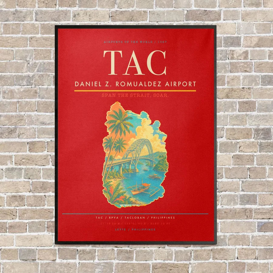 Daniel Z. Romualdez Airport TAC vertical canvas print - framed - red background