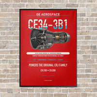 Thumbnail for CF34-3B1 vertical canvas print - framed - red background