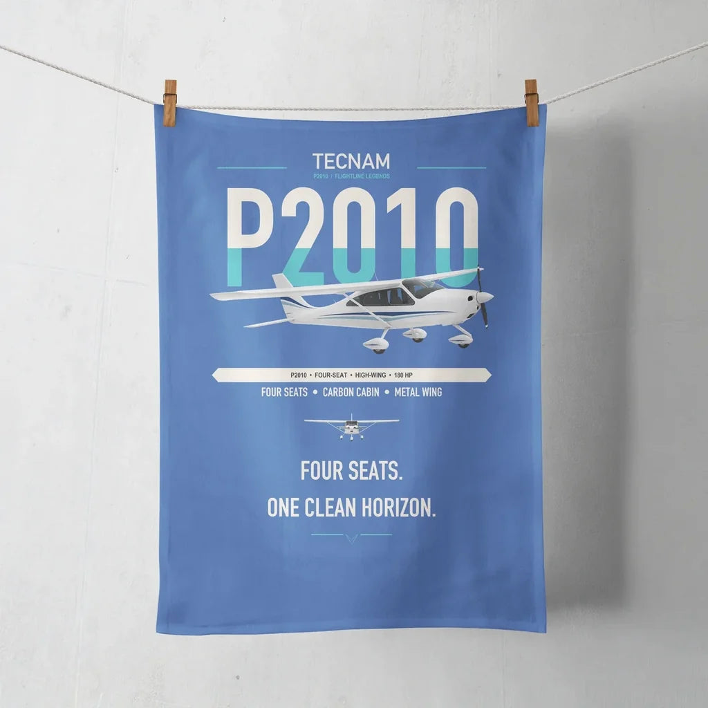 Tecnam P2010 design on blue towel