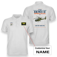 Thumbnail for Westland Gazelle AH1 design on white+name double-side polo t-shirt, double-side print
