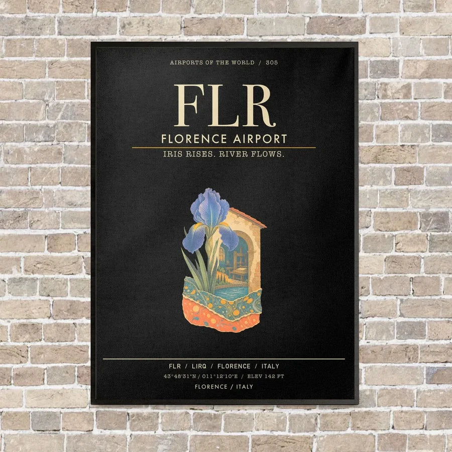 Florence Airport FLR - Canvas Framed - Black