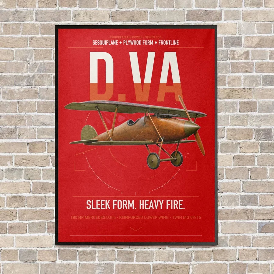 Albatros D.Va vertical canvas print - framed - red background
