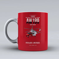 Thumbnail for Leonardo AW189 design on red ceramic mug, double-side print