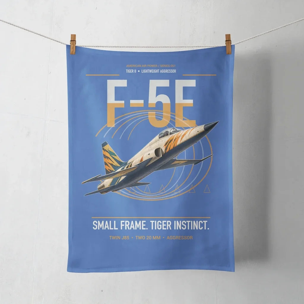 F-5E Tiger II design on blue towel