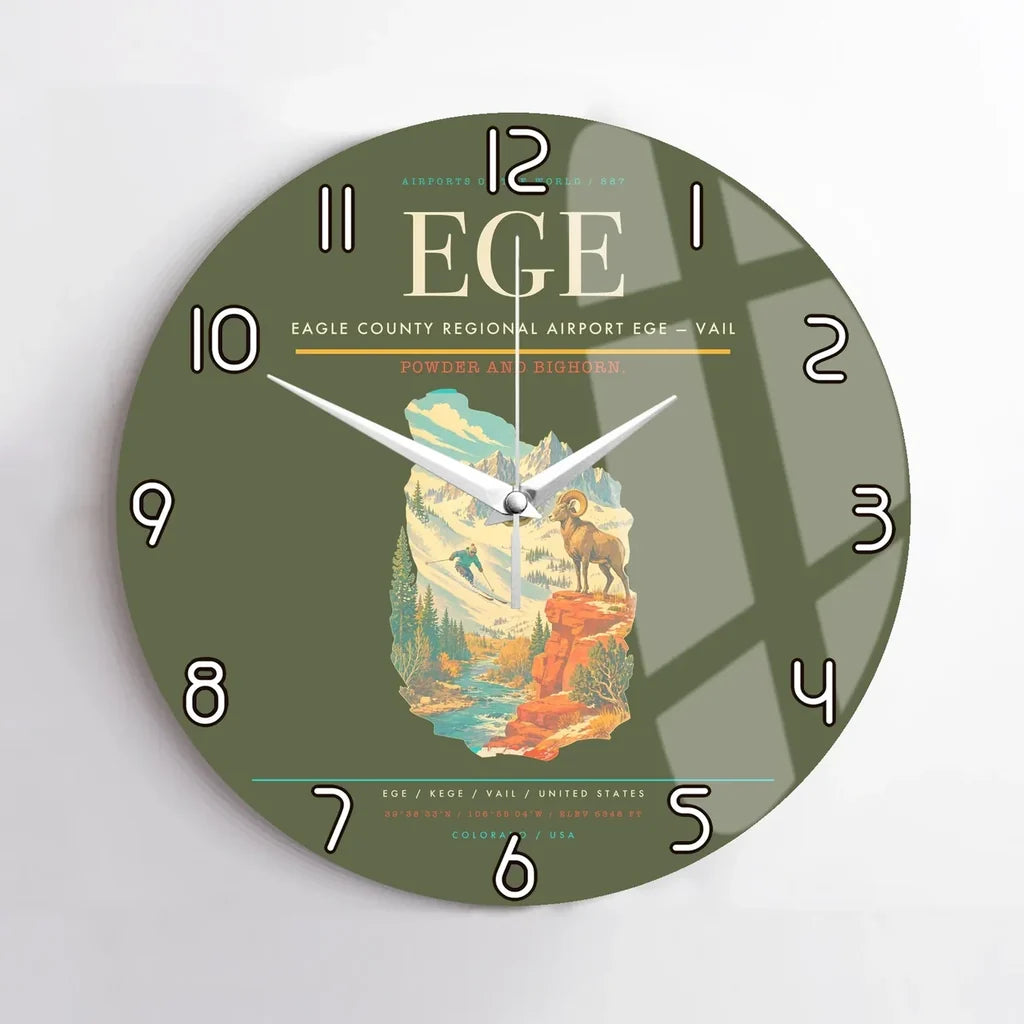 Eagle County Regional Airport (EGE) design on green army no frame wall clock