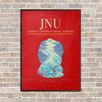 Thumbnail for Juneau International Airport JNU vertical canvas print - framed - red background