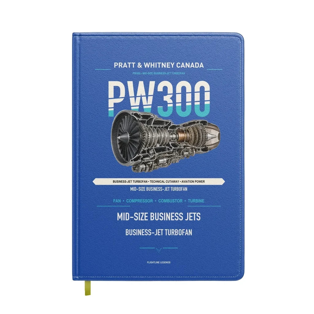 PW300 design on blue notebook