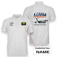 Thumbnail for Airbus A400M Atlas design on white+name double-side polo t-shirt, double-side print