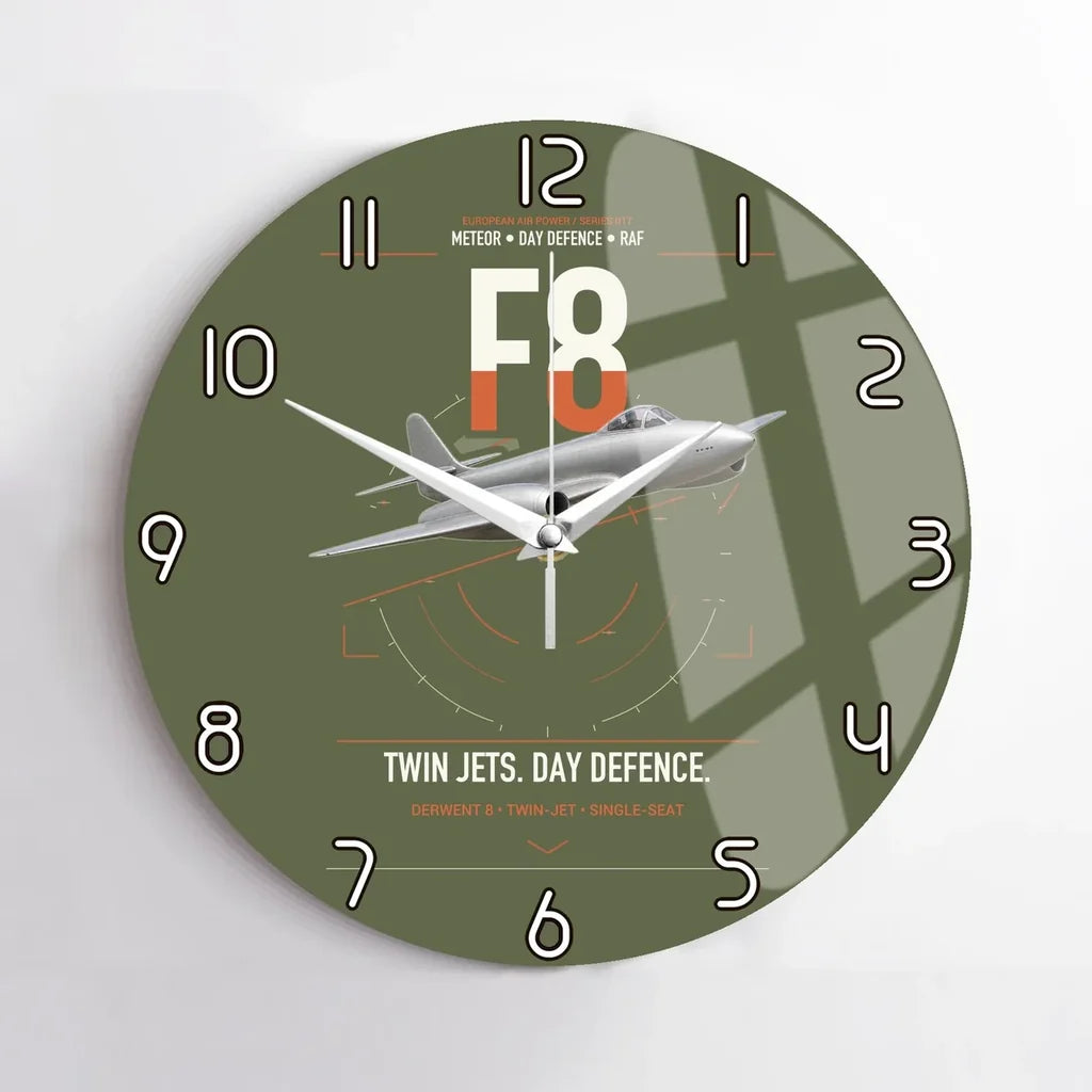 Gloster Meteor F8 design on green army no frame wall clock